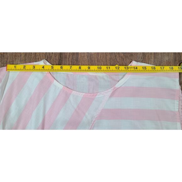 Vintage 1980's Pink/ White Striped Cap Sleeve Blouse Women's Size 5 Rare - Picture 11 of 12
